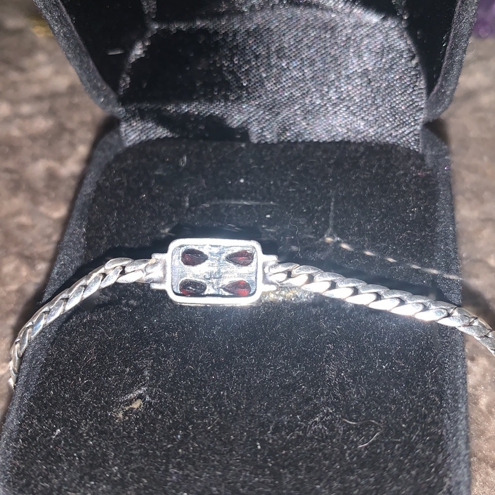 Garnet & Marcasite SET Bracelet/earrings/Brooch in silver - Picture 15 of 15